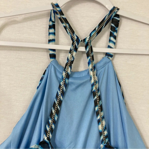 New Calvin Klein Blue Chevron Pleated Detail Evening Dress size 14 - Picture 10 of 12